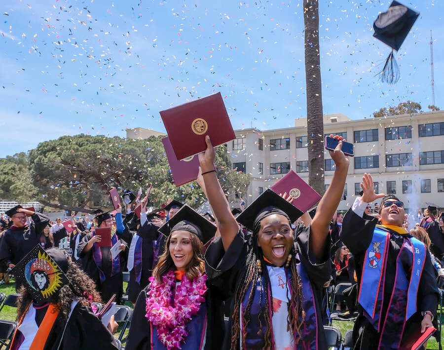Students celebrating commencement